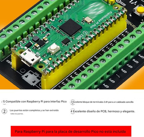 Shield Expansión Raspberry Pi Pico Terminales Gpio Negro