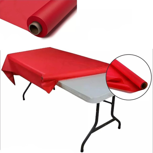 Mantel En Rollo 30m Plástico Desechable Rojo Marca Amscan