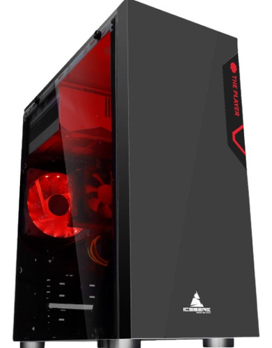 Gabinete Iceberg Glacius Negra Fan 120mm Rojo + Fuente 450w