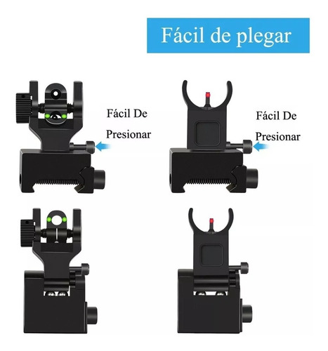 Miras Abatibles Metálicas Con Fibra Óptica Ar15 M4 M16 Ak47