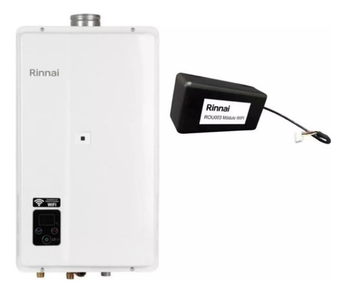 Aquecedor A Gás Rinnai E27 27lts Gn Branco + Modulo Wi Fi
