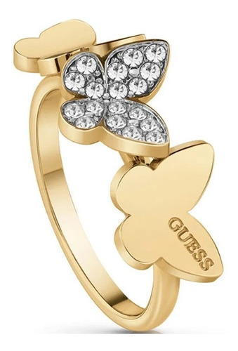 Anillo Guess Love Butterfly Dorado Cristales Ubr78004