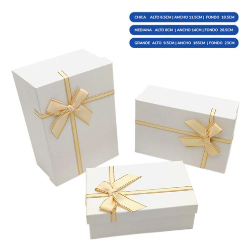 Pack 3 Cajas Rectangulares Triple Print Y Liso Regalo Amor