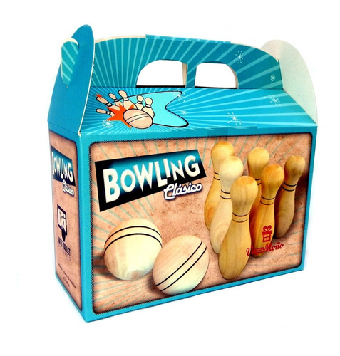 Imagen 8 de 8 de Juego De Bowling Clasico De Madera Bolos Planeta Juguete