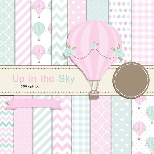 Kit Imprimible  Up In The Sky 16 Fondos 4 Clipart