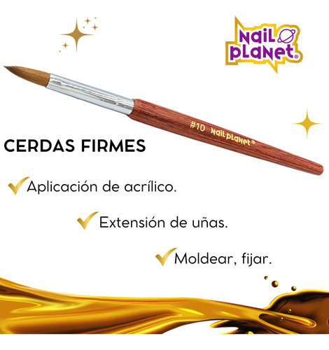 Nail Planet Pincel Estudiantil Kolinsky 10 pincel para uñas