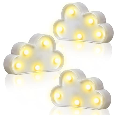 3 Lámparas De Noche Led Forma De Nube, Se Pueden Colga...