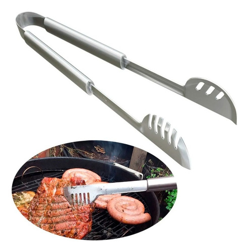 Pegador Churrasco Carne Massas Pinça Aço Inox Salada Cozinha