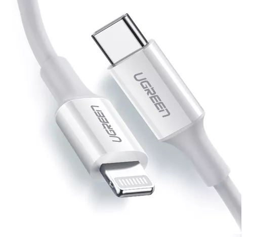 Cable Cargador Ugreen Lightning Para iPhone Mfi 2m Usb C Color Blanco