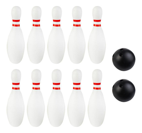 12 Unids Juego De Boliche 10 Pasadores 22cm Blanco + Negro