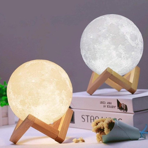Luminária Lua Cheia 3d Realista Com Suporte Luz Amarelada Cor da cúpula Amarelo Cor da estrutura Ocre