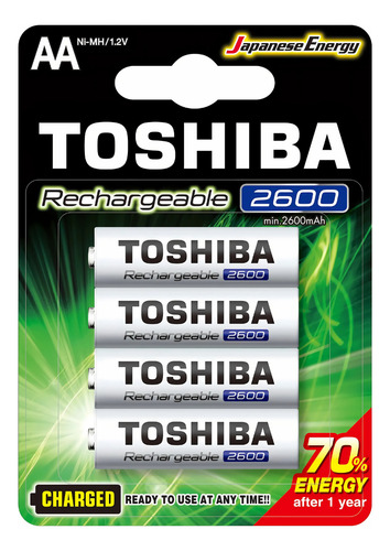 Kit C/12 Pilhas Recarregáveis Aa 2600 Mah Toshiba 2a Normal