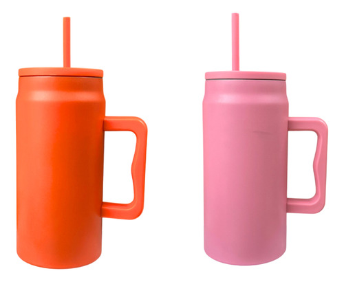 15 Termo 50oz Vaso Con Asa Y Tapa Popote Colores Mayoreo Surtido