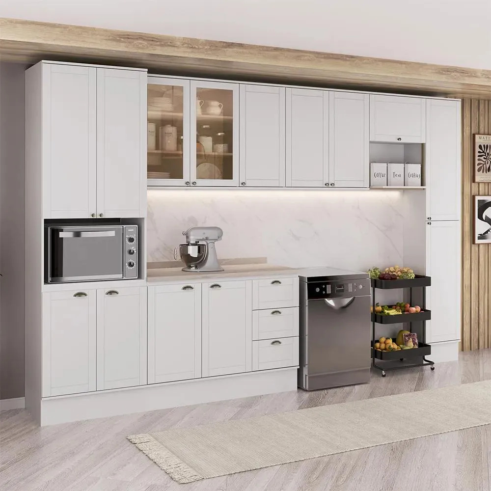 Armário De Cozinha Completa Milla Laura Carraro Branco Branco