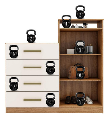 Cômoda Com 2 Portas E 4 Gavetas 120cm Multimóveis Cr35291
