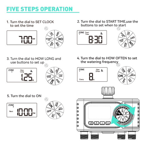 Temporizador O Programador De Riego Automatico 4 Zona Jardin