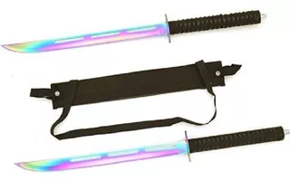 Espadas Ninja Arcoiris X2 Ninjato Real Filo Funda Doble 64cm