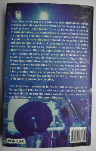 Cancionero Serrat Joan Manuel Serrat , A.muñoz Molina C260 (Usado)