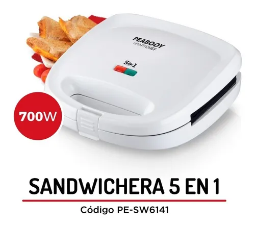 SANDWICHERA ELÉCTRICA 5 EN 1 PEABODY- 20% OFF EXCLUSIVO EN 3 CUOTAS SIN  INTERÉ