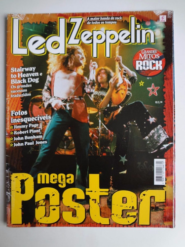 Revista Poster Led Zeppelin Grandes Mitos Do Rock Nº 1