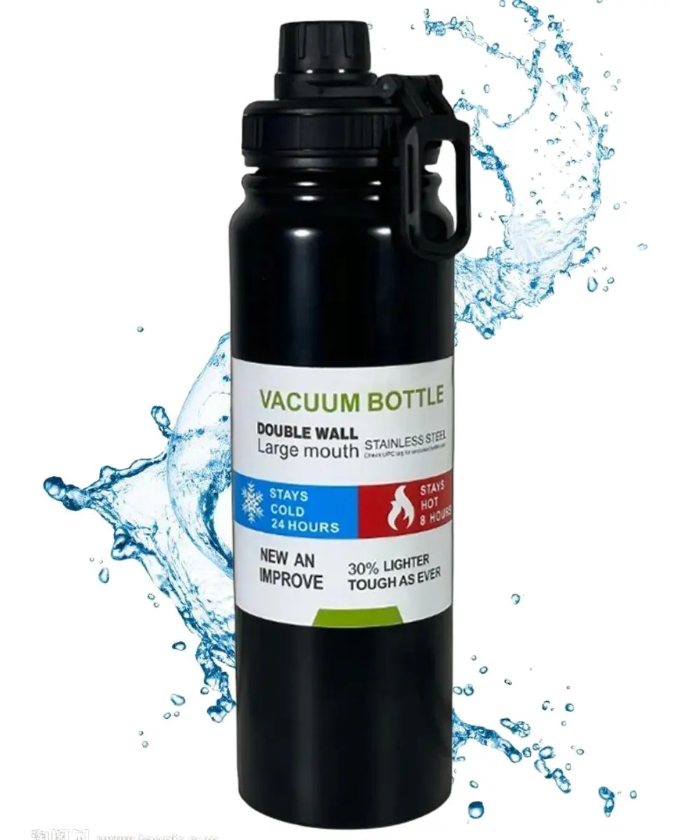 Garrafinha De Agua Infantil Térmica Inox Squeeze 800ml Cores Preto