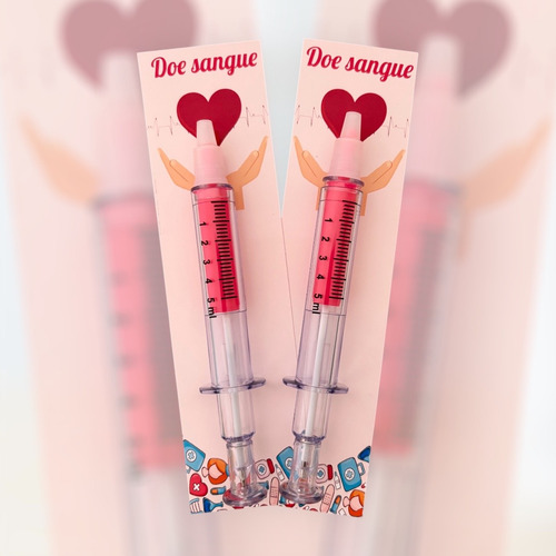 Lembrancinha Doação De Sangue 20 Card Com Seringa