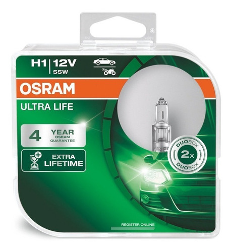 Imagem 6 de 6 de Par Lâmpada H1 Osram Ultra Life 3200k 55w12v 4x Mais Durável