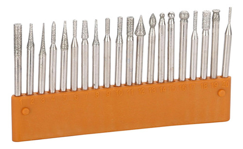 20 Piezas Diamond Burr Grabado Herramienta Broca Kit Burrs