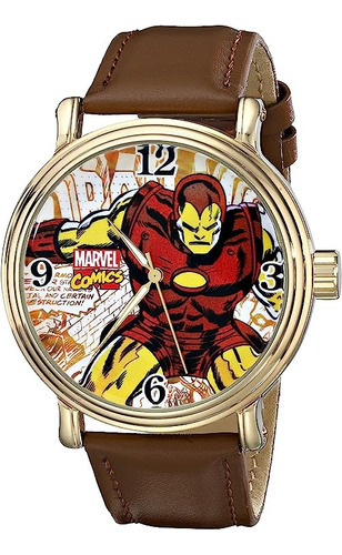 Reloj Marvel W001765 De Cuarzo Analógico Vintage De Para Color de la correa Marrón Color del bisel Dorado Color del fondo Blanco