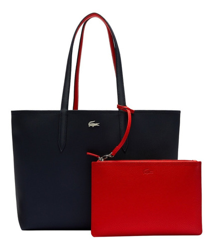 Bolso Lacoste Tote Anna Reversible Y Bicolor Para Mujer Acabado de los herrajes Metal Color Azul marino Color de la correa de hombro Azul marino Diseño de la tela Liso