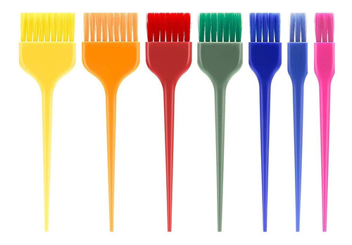 Set 7 Pinceles Coloridos Para Tinta Coloracion Peluqueria
