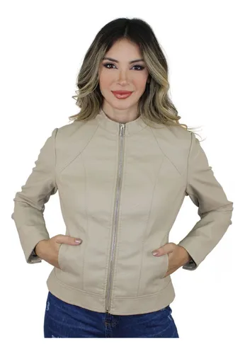 Jaqueta De Couro Pu Feminina Slim Outono inverno Parcelamento