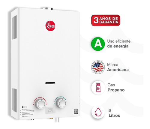 Calentador De Agua 6lt Gas Propano Tiro Forzado Rheem