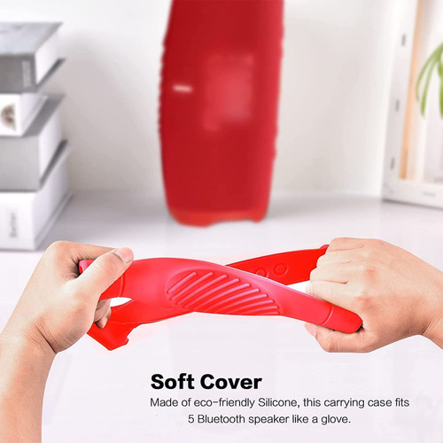 Funda De Silicona Para Jbl Charge 5 Con Correa Color Rojo