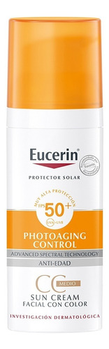 Eucerin  Photoaging Control CC Creme Tono Medio tinted antiedad protector solar fps50+ 50ml 