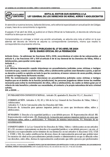 Ley General De Los Derechos De Niñas, Niños Y Adolescentes Comentada 2024. Índice Tematizado, Latinismos, Referencias Bibliográficas Y Legislación Complementaria En Materia Civil