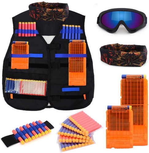 Nerf N-strike Chaleco Táctico Niños + 50 Balas +estuche Lujo