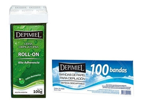 12 Cartuchos Cera Roll On Depimiel + 100 Bandas Depilacion