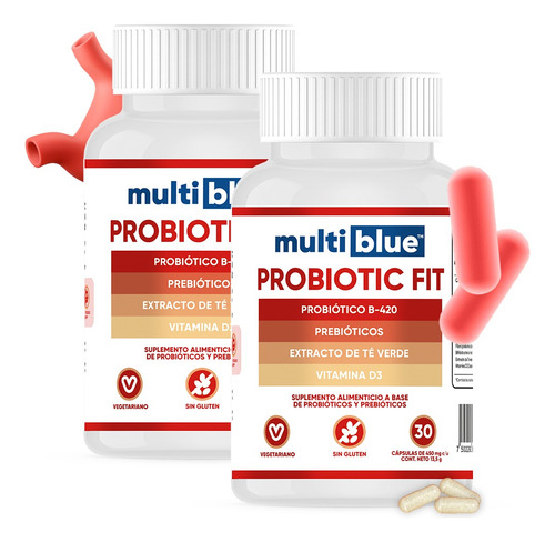 Multiblue - Probioticos Prebioticos Y Vitamina D3 - Pack X2 Sabor Probiotico
