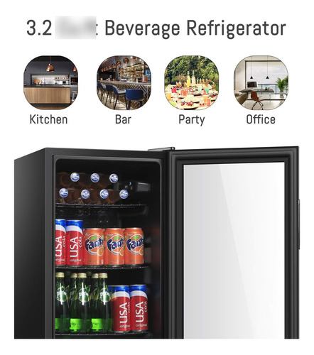Mini Nevera De 90 Litros Con Puerta De Vidrio Para Bebidas