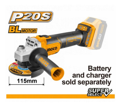 Imagen 2 de 5 de Amoladora Brushless 20v Batería + Carg Ingco Cagli201158 *ub