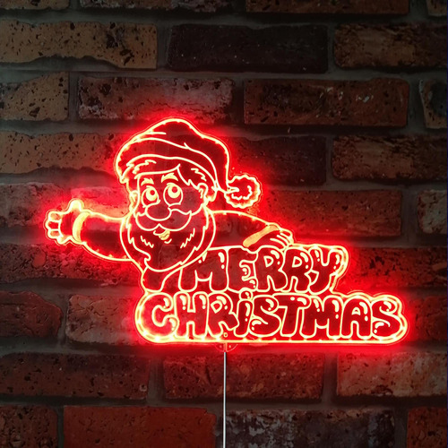 Santa Claus Merry Christma Rgb Dynamic Glam Led Sign Forma