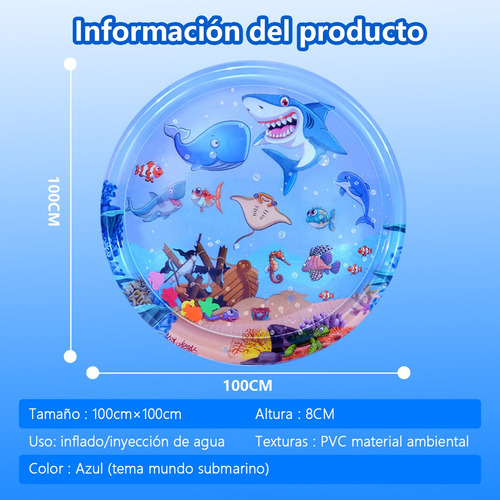 Cojín Agua Inflable Tapete Para Bebe Estimulacion Temprana Azul