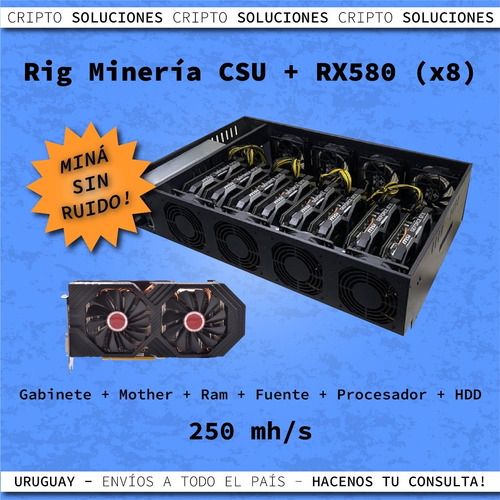 Rig De Minería Csu 250mhs Eth - Etc - Rvn - Btc - Gpu Rx580 (Usado)