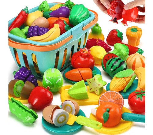 Juego De Alimentos Para Cortar Infantil Con Canasta