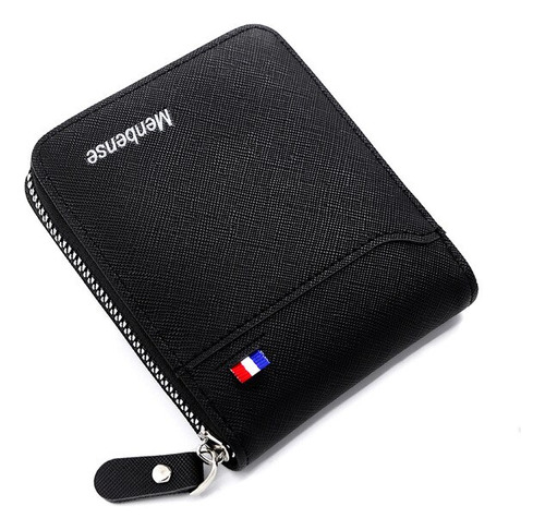 Cartera Corta De Estilo Coreano Para Hombre, Bolsonegro