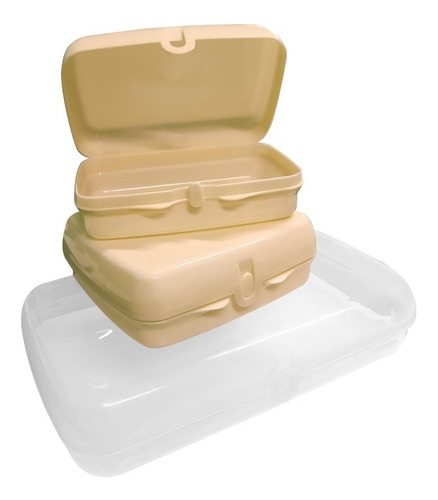 Lunchera Desarmable 3 En 1 Vianda Organizador Cosmeticos Pvc