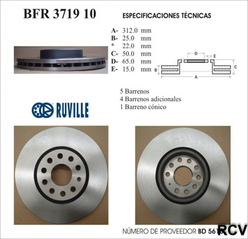 Disco Frenos  Delantera Para Volkswagen Golf   2018