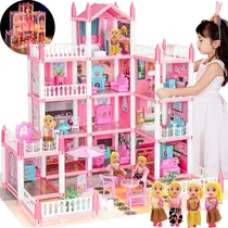 Comprar Casa De Muñecas Grande Con Muebles11 Cuarto4 Muñecas,con Luz