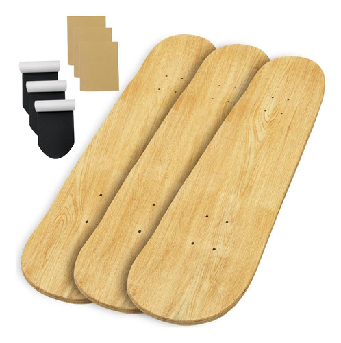 3 Packs 31 «x 8» Blank Skateboard Decks,natural,7laye...